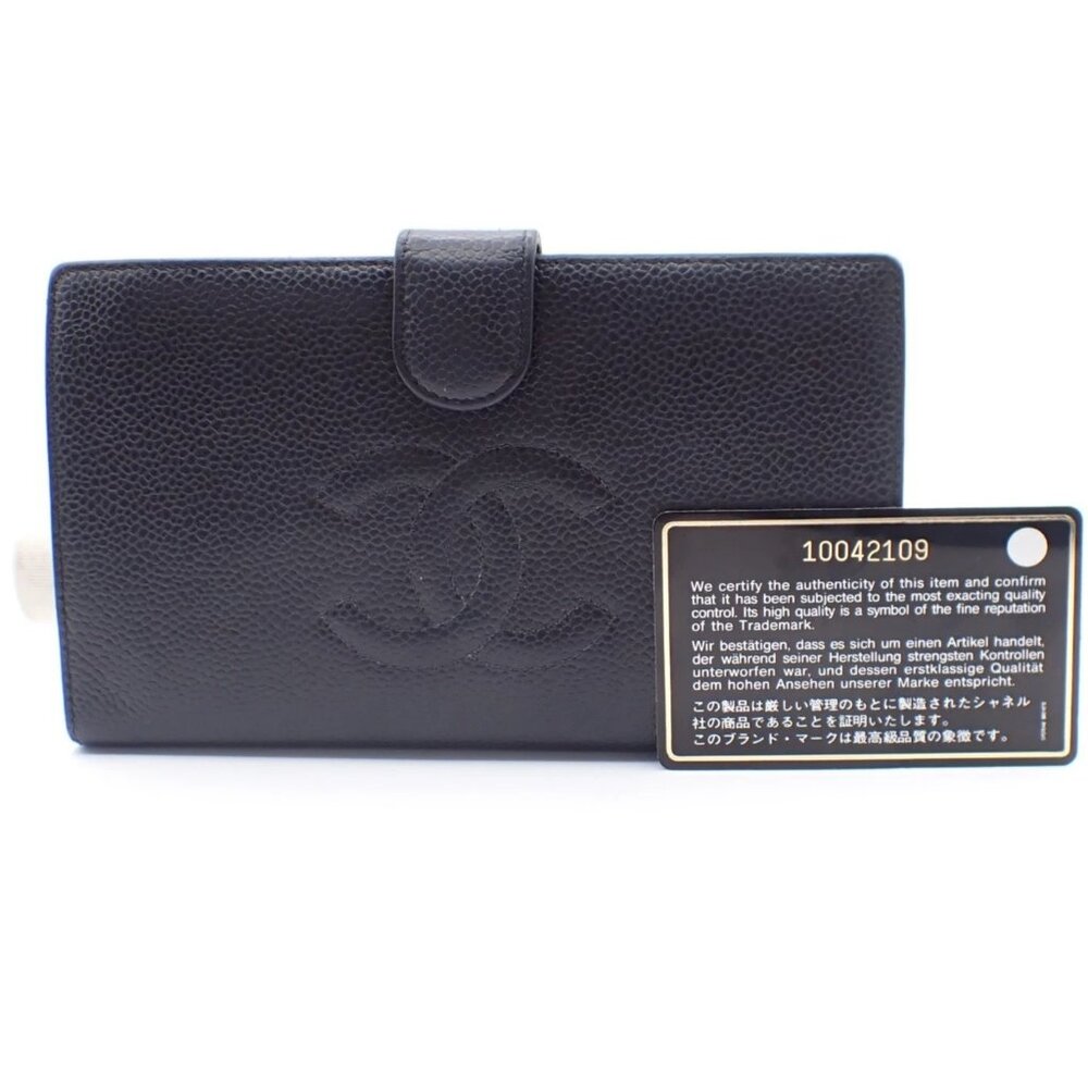 CHANEL CC Bifold Long Wallet Grained Calfskin Leather BK GHW France 35RL721